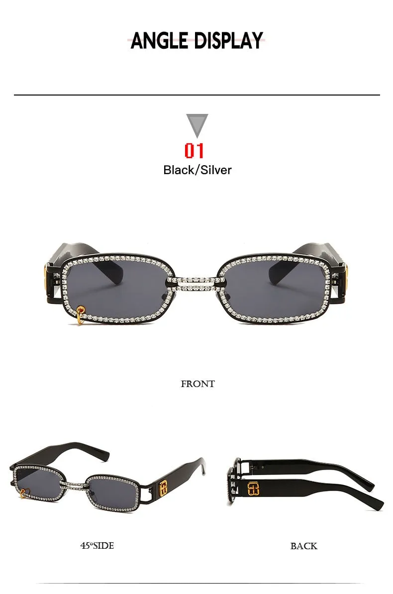 Steampunk UV400 Diamond Rimless Eyewear Sunglasses for Women