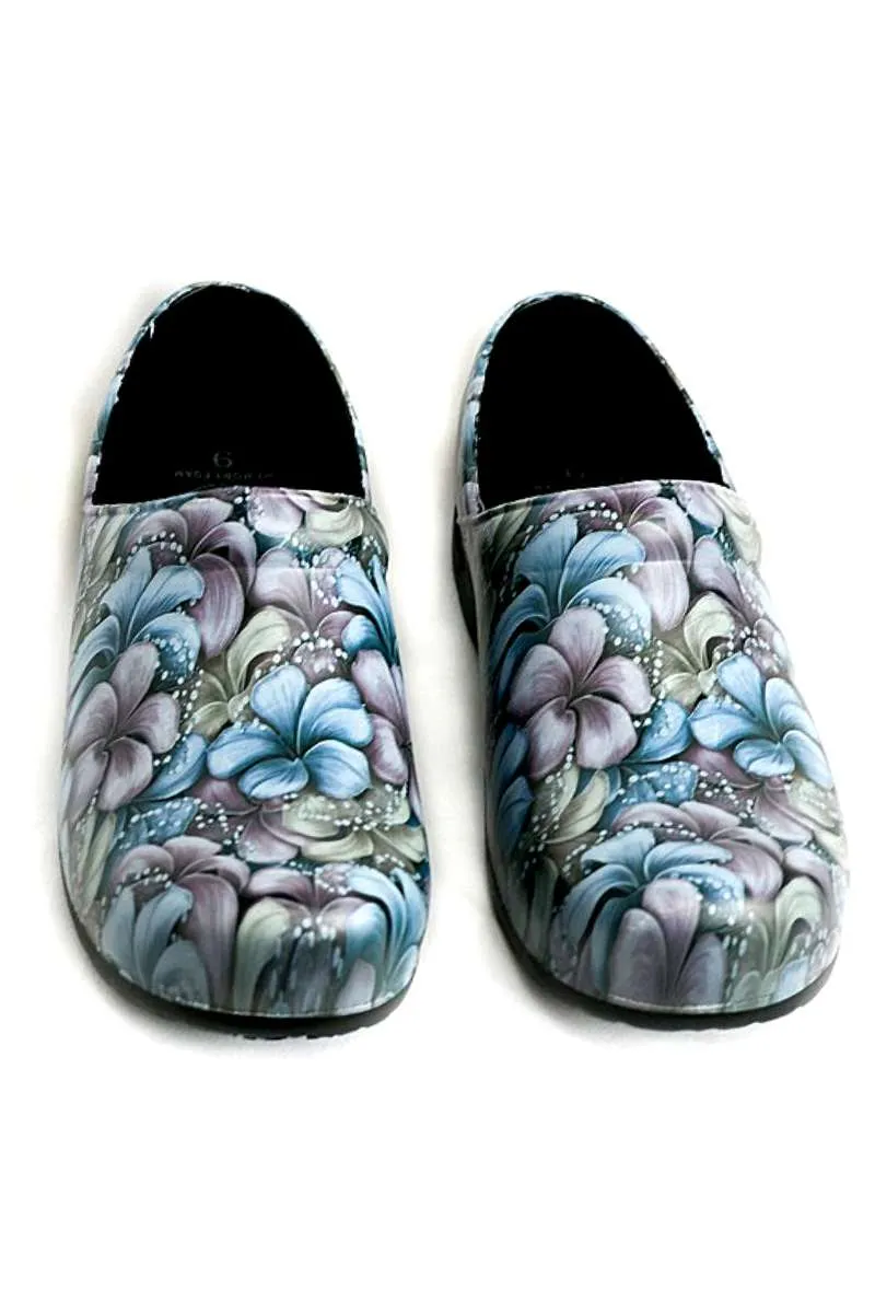 StepZ Women's Slip Resistant Nurse Clogs | Grey Flowers