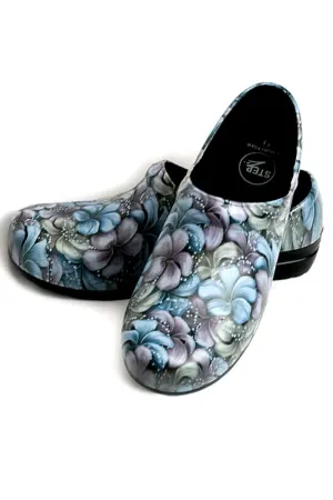 StepZ Women's Slip Resistant Nurse Clogs | Grey Flowers