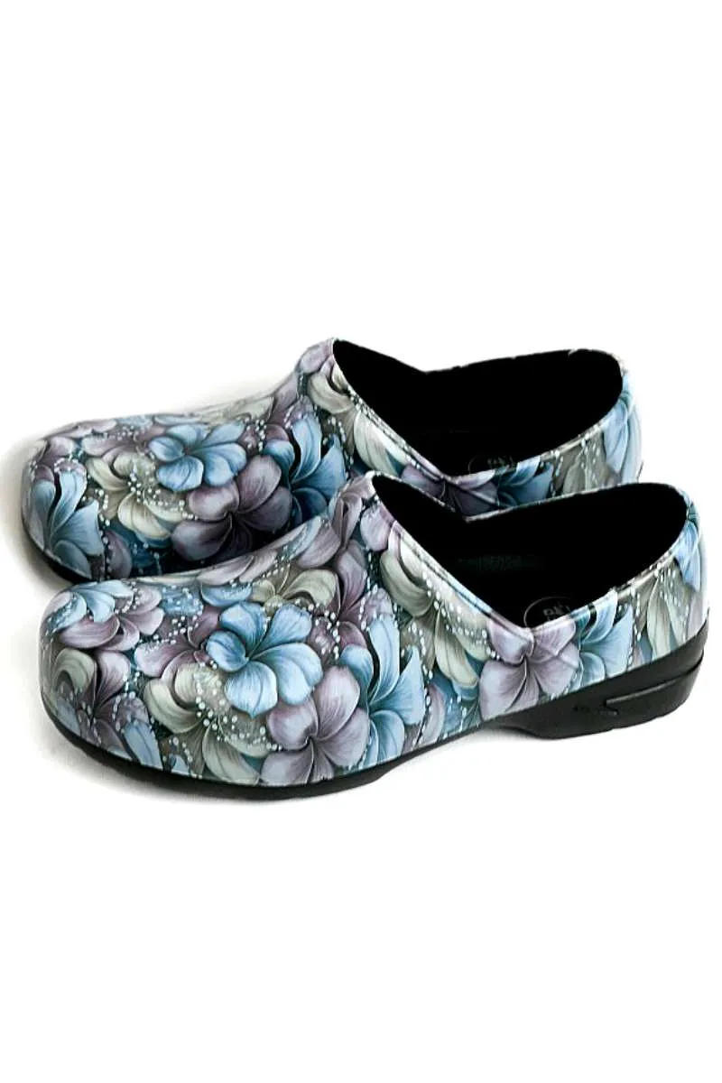 StepZ Women's Slip Resistant Nurse Clogs | Grey Flowers