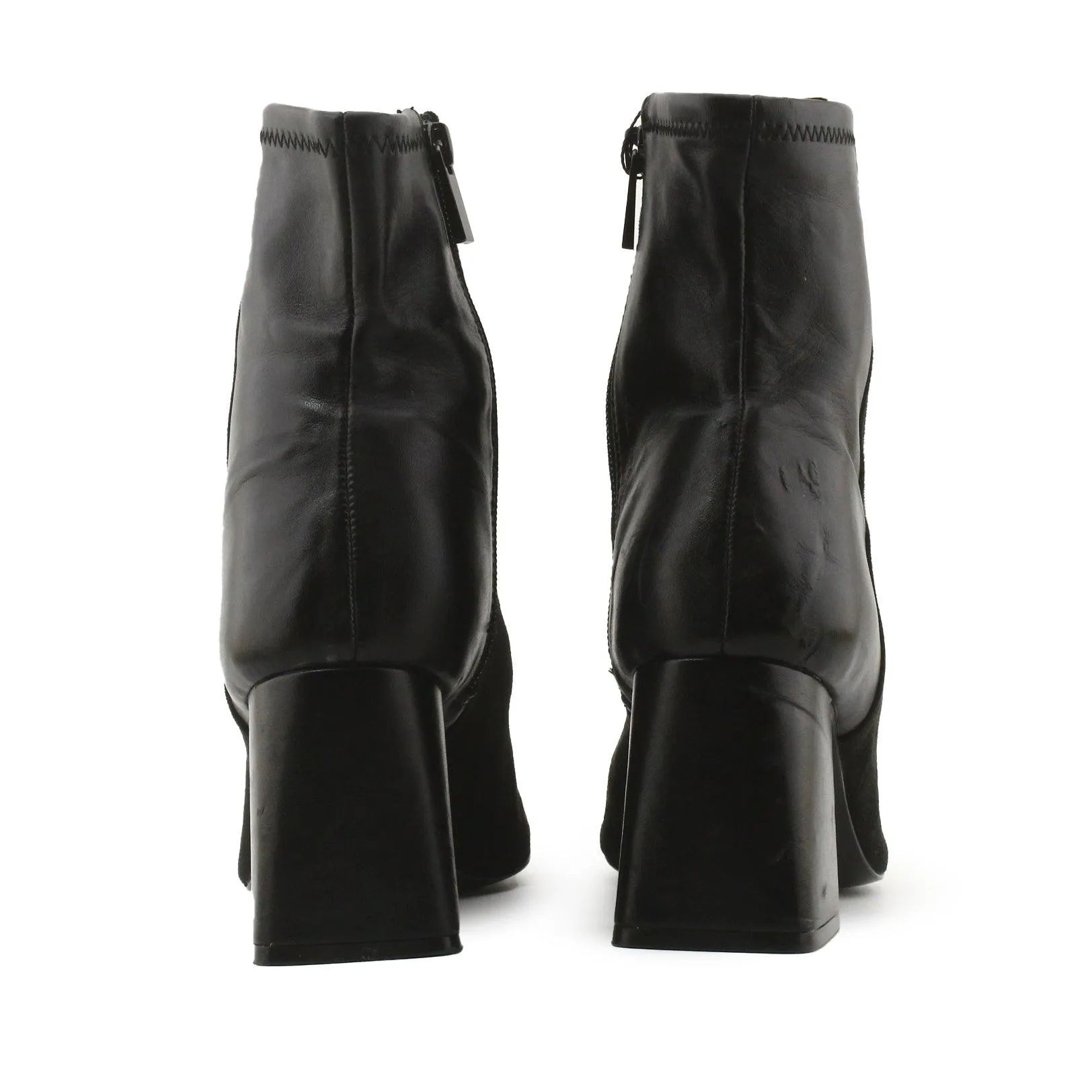Stradivarius Zipper Block Heels Ankle Boots | Textile