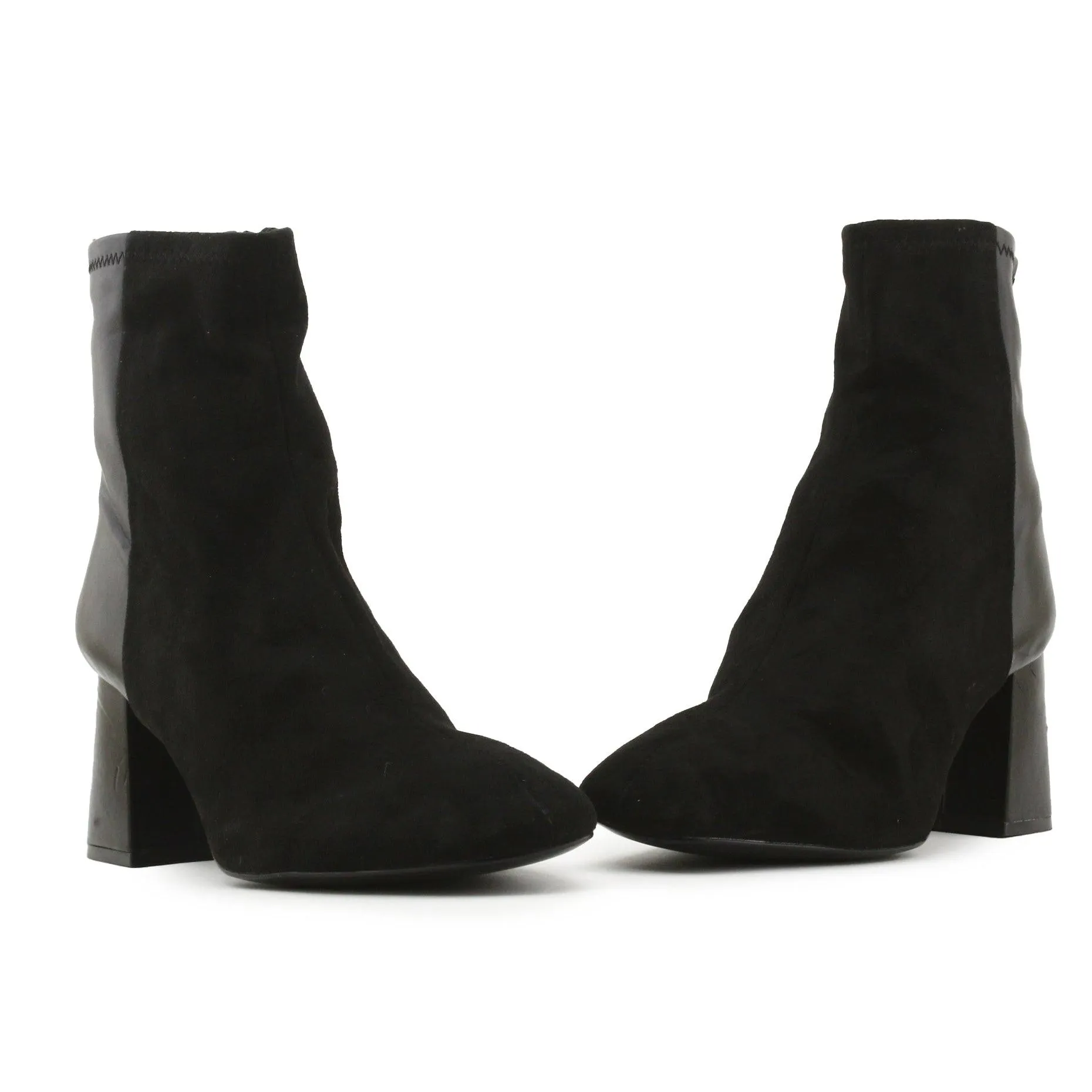 Stradivarius Zipper Block Heels Ankle Boots | Textile