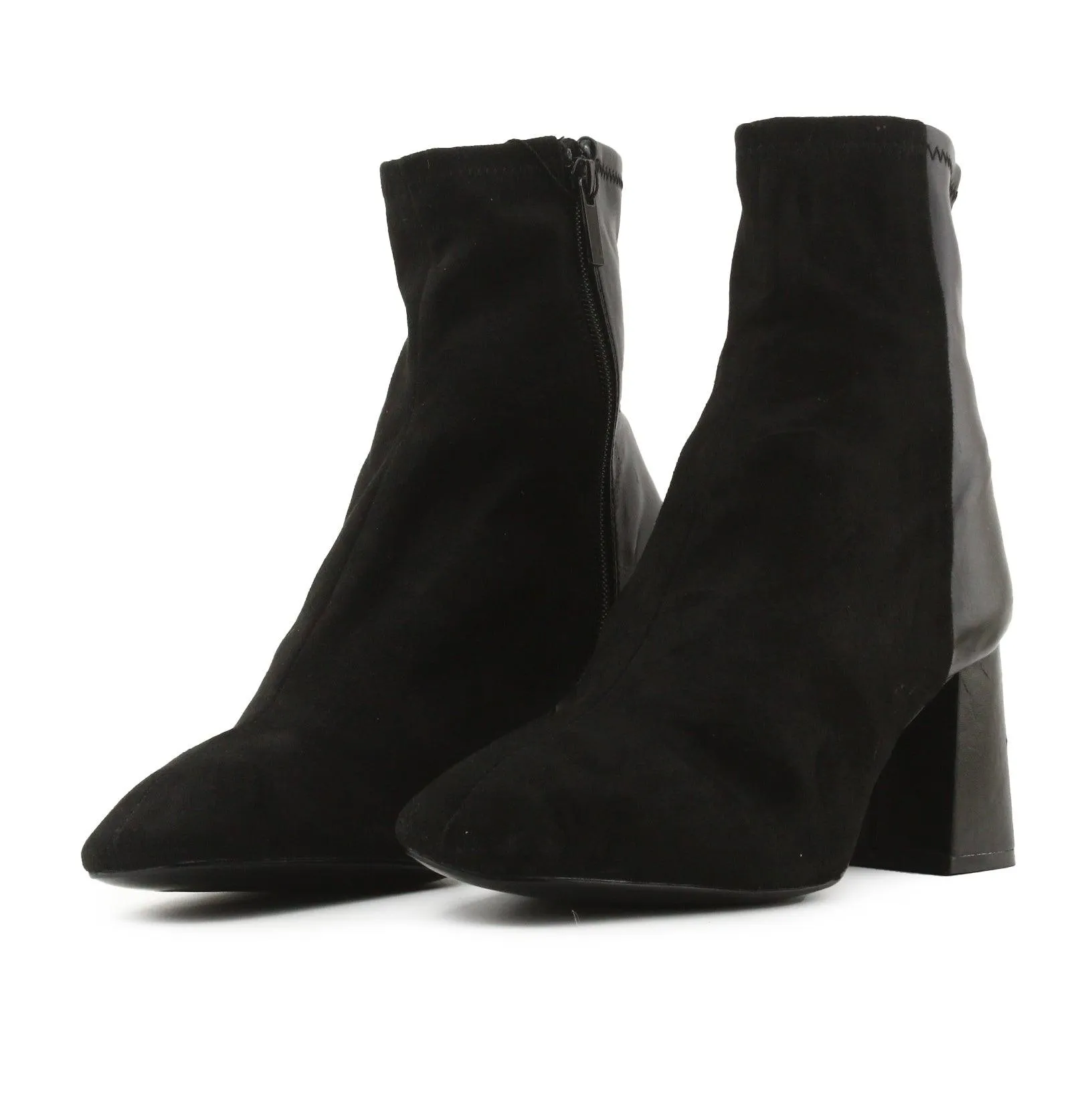 Stradivarius Zipper Block Heels Ankle Boots | Textile