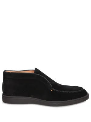 Suede black ankle boots