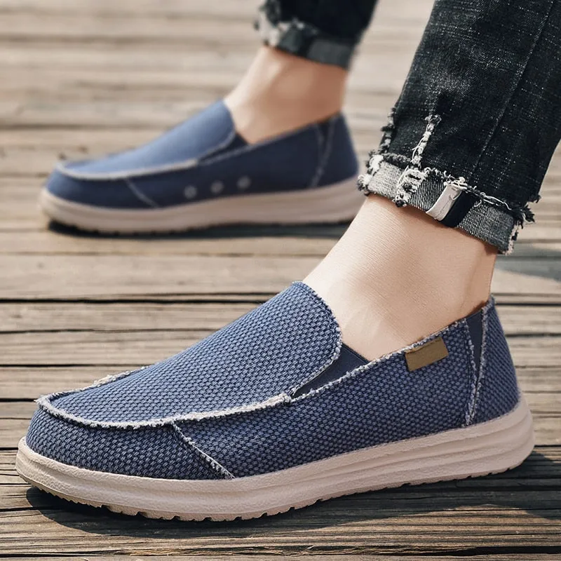 Summer Denim Canvas Men Breathable Casual Shoes Outdoor Non-Slip Sneakers Comfortable Driving Shoes Men's Loafers Big Size 39-47