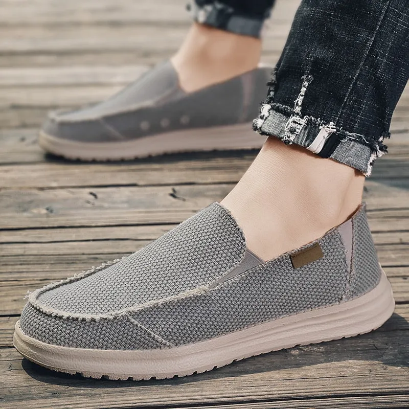 Summer Denim Canvas Men Breathable Casual Shoes Outdoor Non-Slip Sneakers Comfortable Driving Shoes Men's Loafers Big Size 39-47
