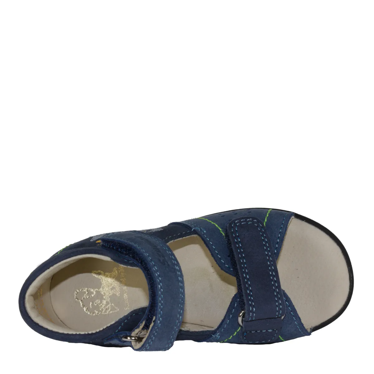 Szamos kid boy supinated sandals in blue color and sailboat pattern with double velcro strap toddler size