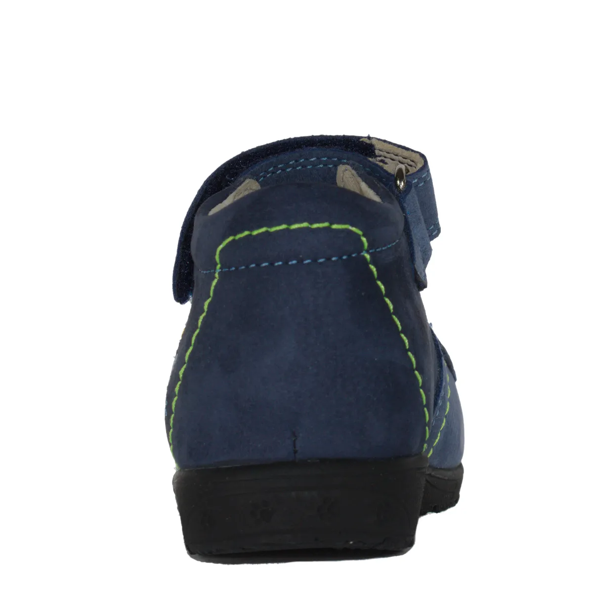 Szamos kid boy supinated sandals in blue color and sailboat pattern with double velcro strap toddler size