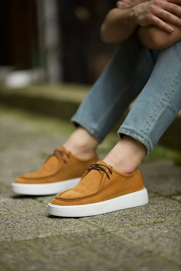 Tan Laced Slip-On Shoes for Men | GentWith