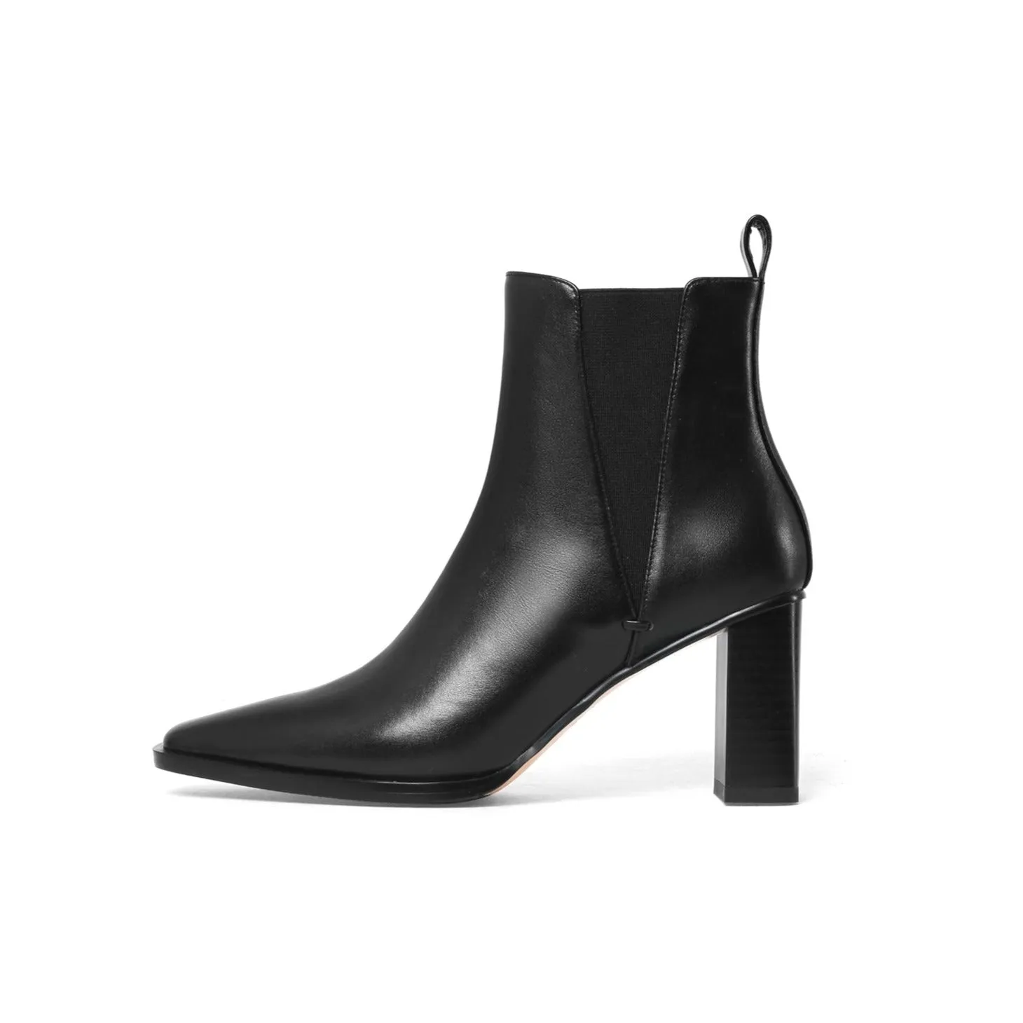 TinaCus Women's Genuine Leather Square Toe Handmade Block Heel Elastic Slip On Vintage Ankle Boots
