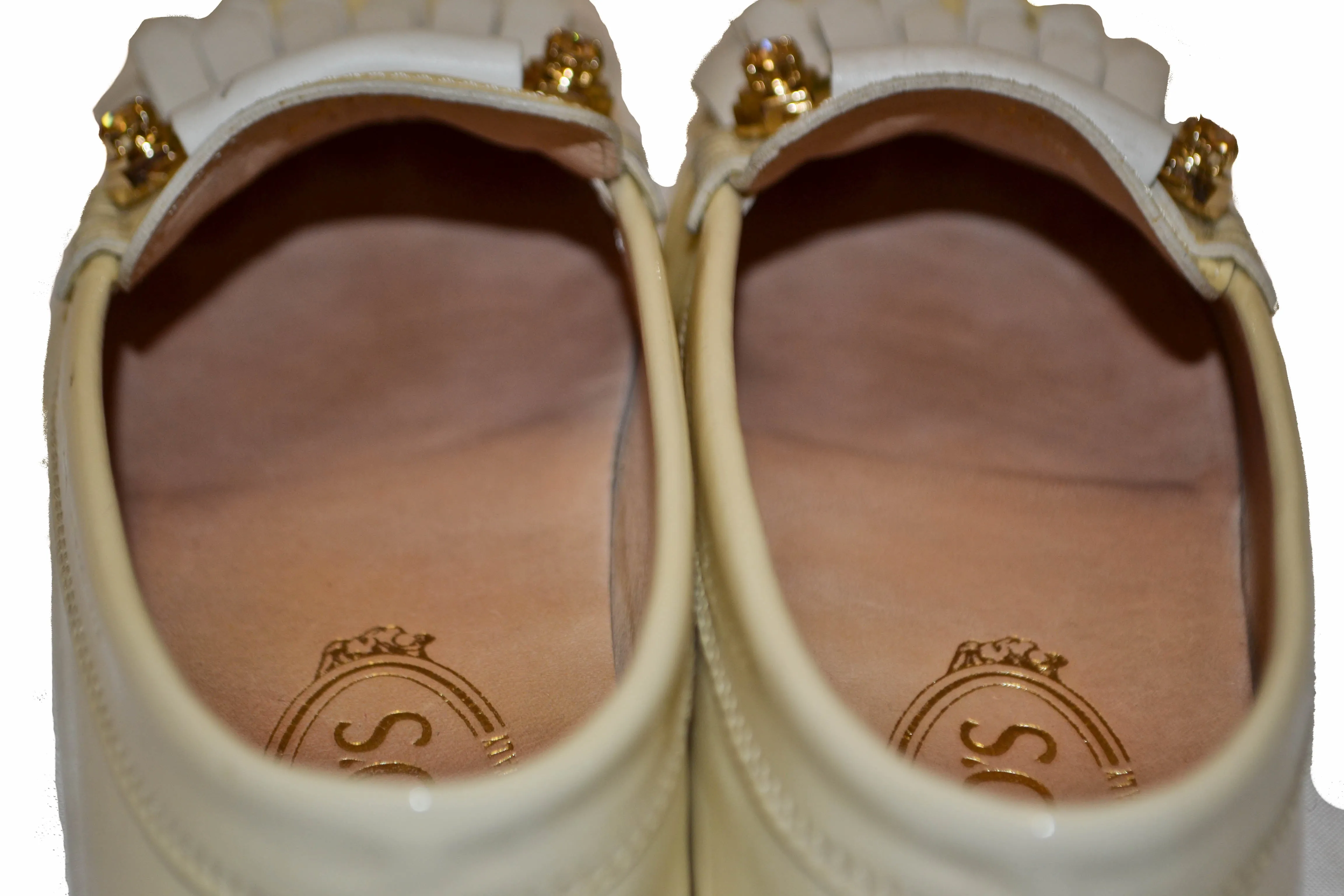 Tod's Beige Gommino Pin Patent Leather Driving Shoes Size 35