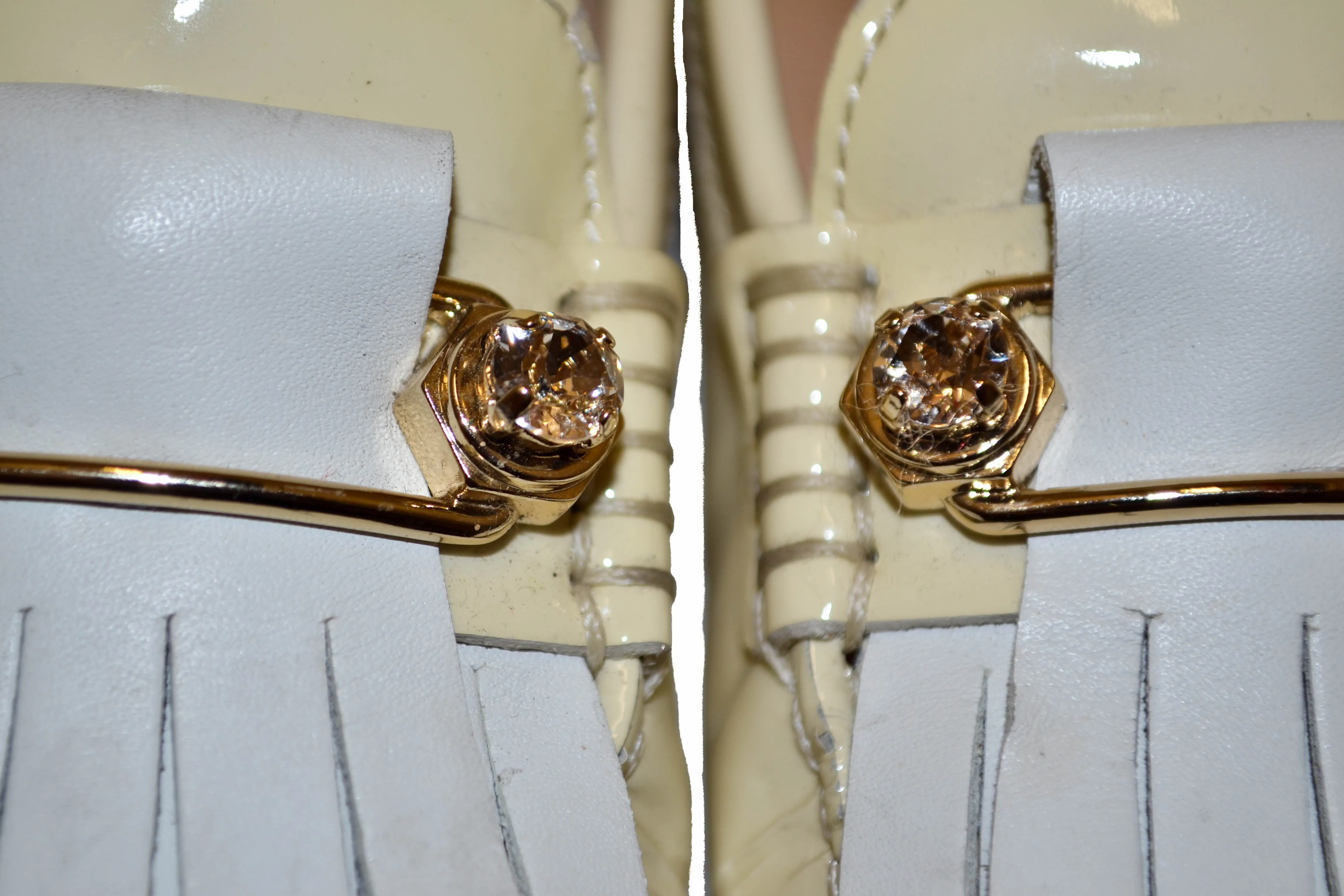 Tod's Beige Gommino Pin Patent Leather Driving Shoes Size 35
