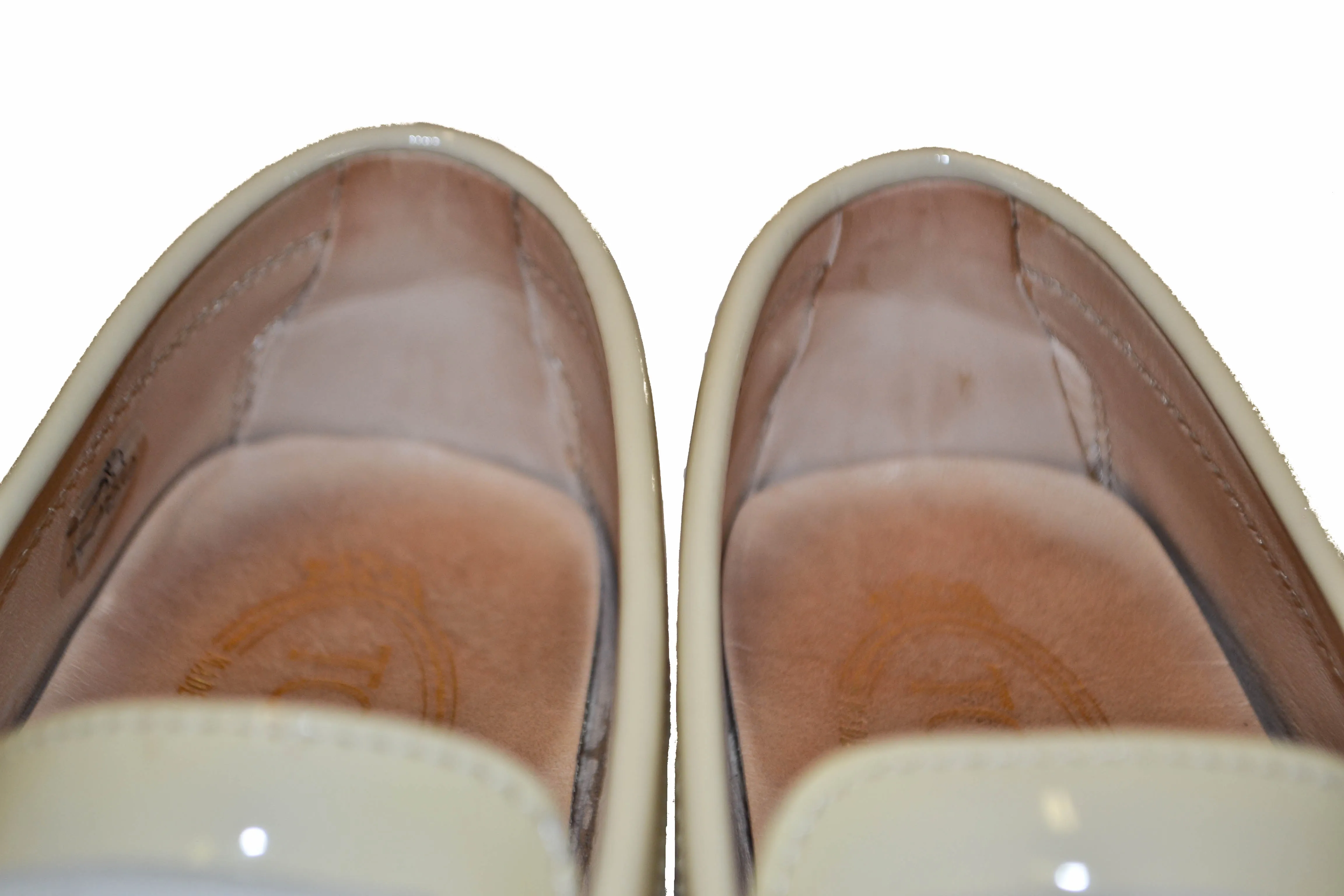 Tod's Beige Gommino Pin Patent Leather Driving Shoes Size 35