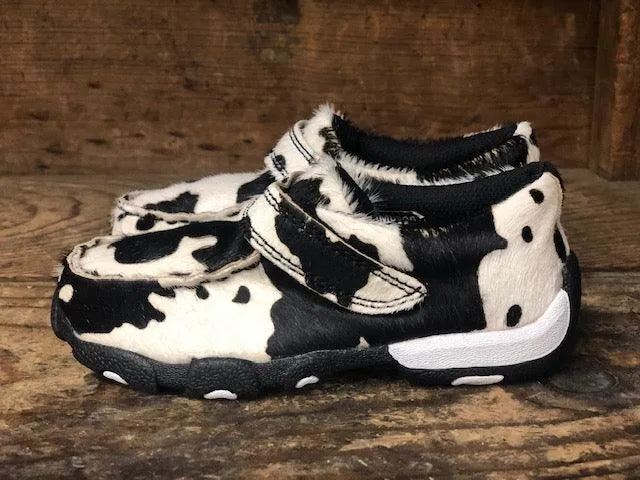 Twisted X Children's Hair On Cow Print Driving Mocs CDM0006