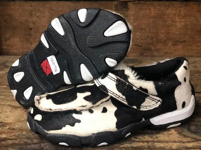 Twisted X Children's Hair On Cow Print Driving Mocs CDM0006
