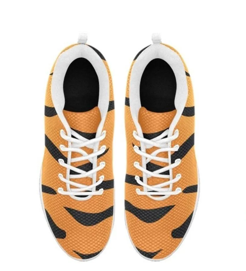 Uniquely You Womens Sneakers,  Orange and Black Tiger Striped  Running Shoes by inQue.Style