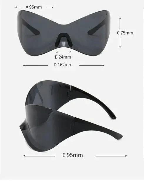 Unisex Black Color Punk Style Rimless Gradient Lens Sunglasses