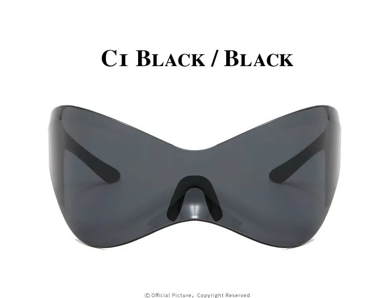 Unisex Black Color Punk Style Rimless Gradient Lens Sunglasses