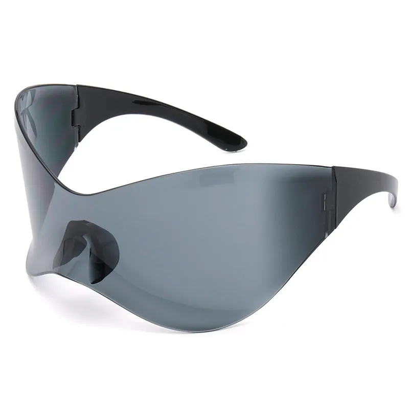 Unisex Black Color Punk Style Rimless Gradient Lens Sunglasses