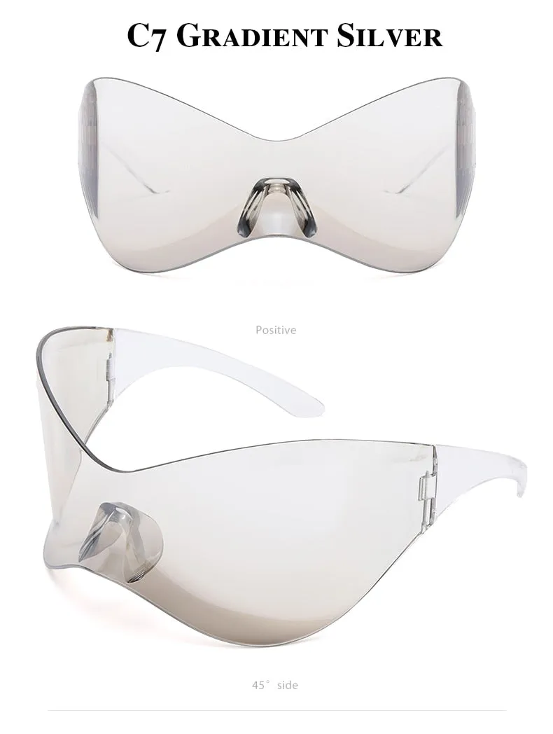 Unisex Black Color Punk Style Rimless Gradient Lens Sunglasses