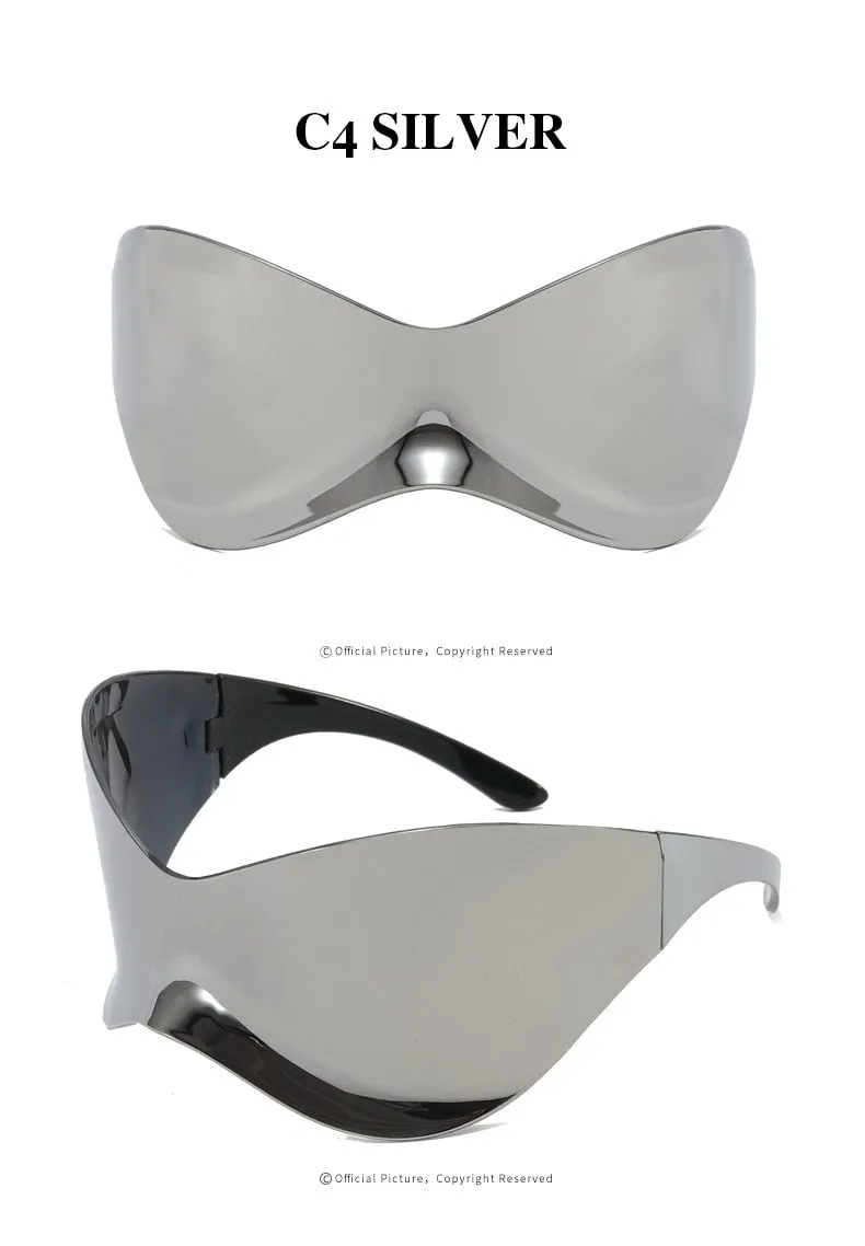 Unisex Black Color Punk Style Rimless Gradient Lens Sunglasses