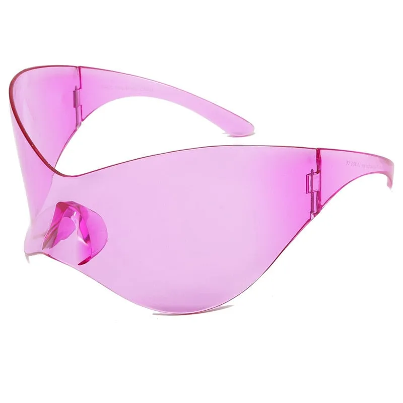 Unisex Black Color Punk Style Rimless Gradient Lens Sunglasses