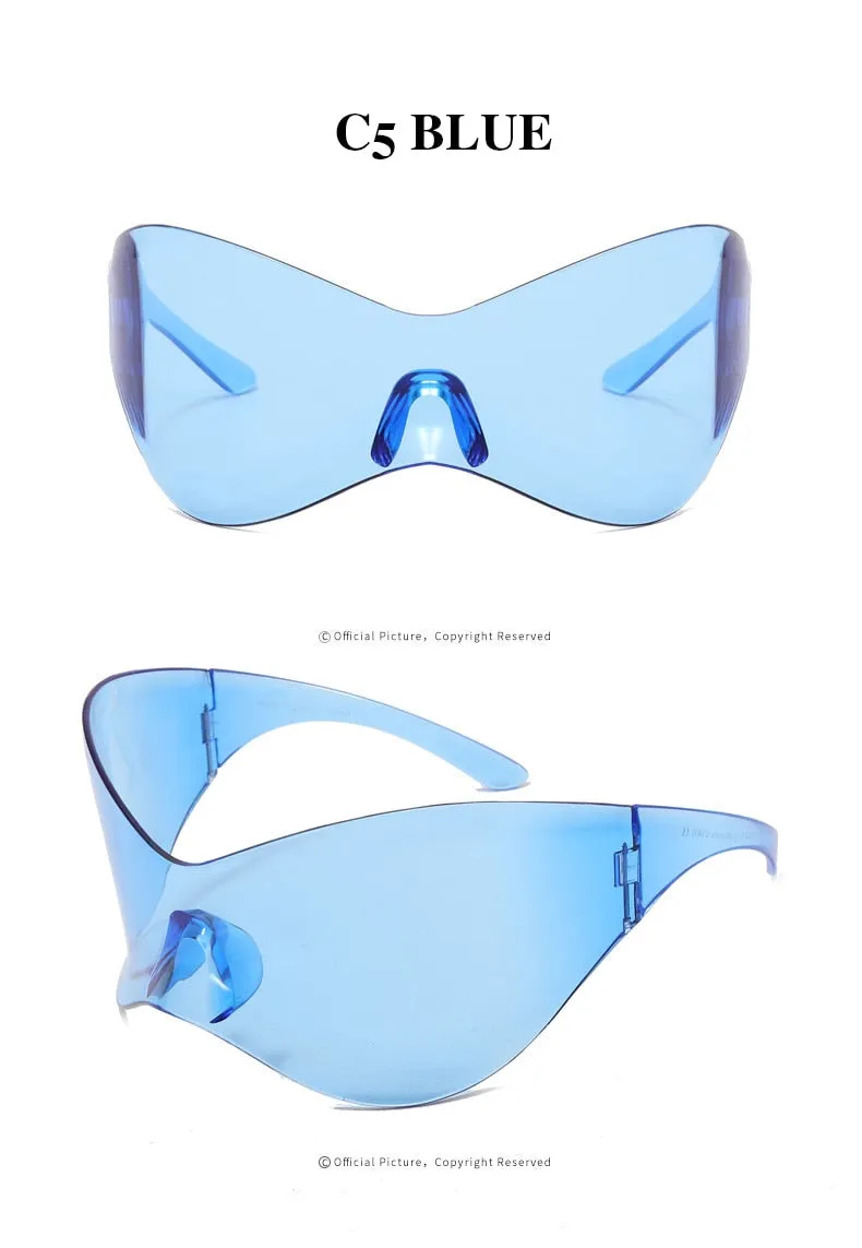 Unisex Black Color Punk Style Rimless Gradient Lens Sunglasses