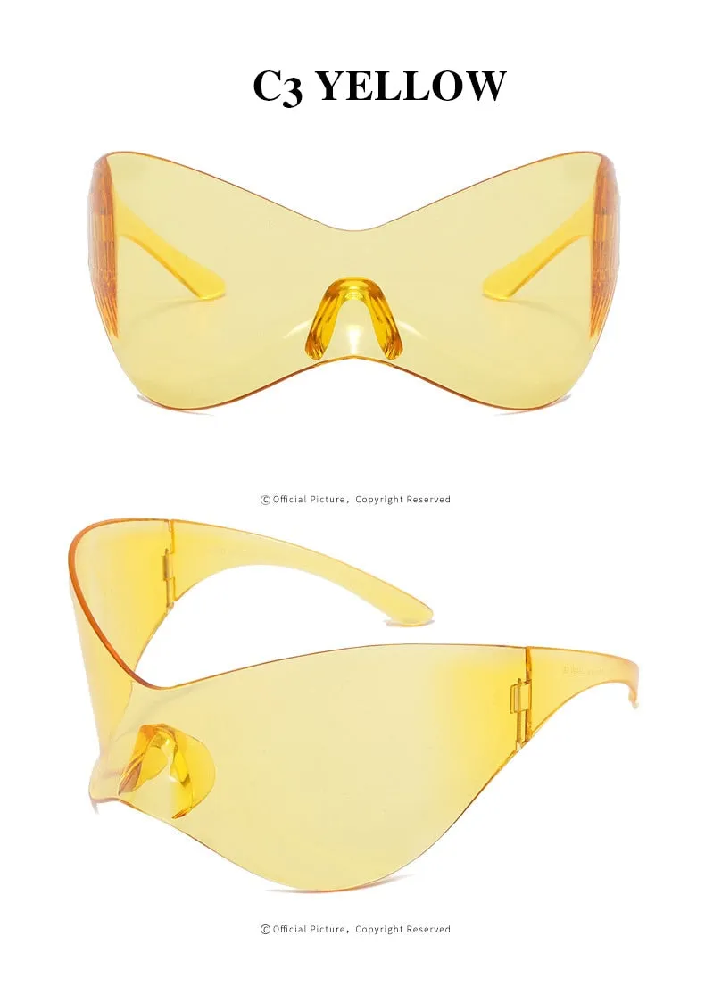 Unisex Black Color Punk Style Rimless Gradient Lens Sunglasses