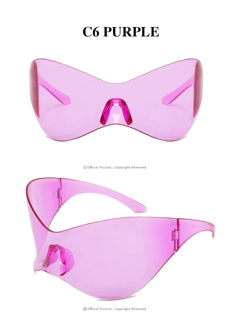 Unisex Black Color Punk Style Rimless Gradient Lens Sunglasses