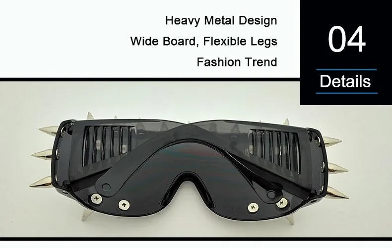 Unisex Deal With It One Piece Rivet Steampunk Gradient Sunglasses