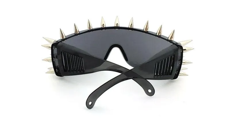 Unisex Deal With It One Piece Rivet Steampunk Gradient Sunglasses