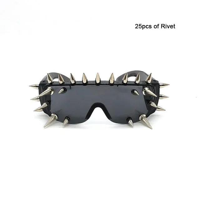 Unisex Deal With It One Piece Rivet Steampunk Gradient Sunglasses
