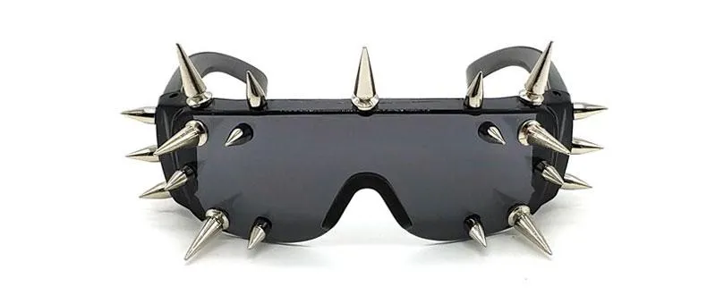 Unisex Deal With It One Piece Rivet Steampunk Gradient Sunglasses