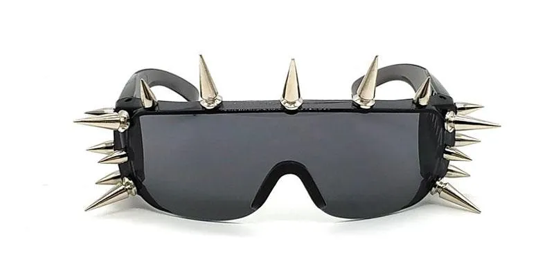Unisex Deal With It One Piece Rivet Steampunk Gradient Sunglasses