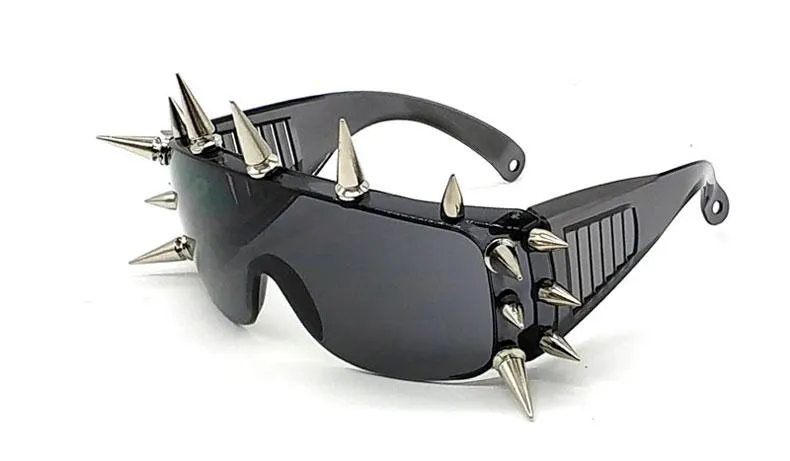 Unisex Deal With It One Piece Rivet Steampunk Gradient Sunglasses