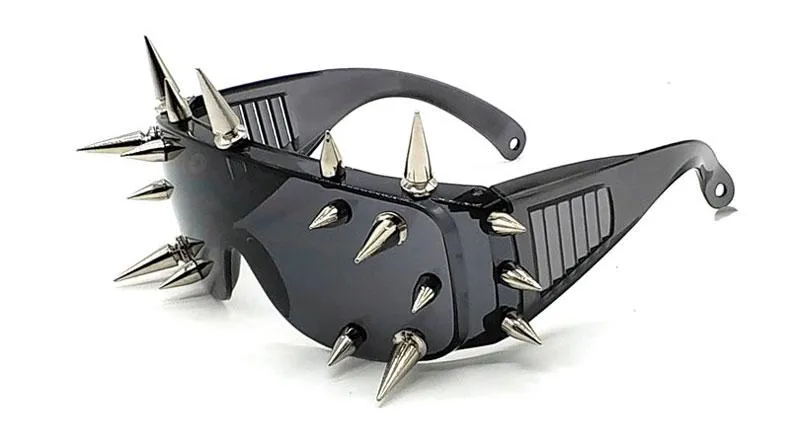 Unisex Deal With It One Piece Rivet Steampunk Gradient Sunglasses