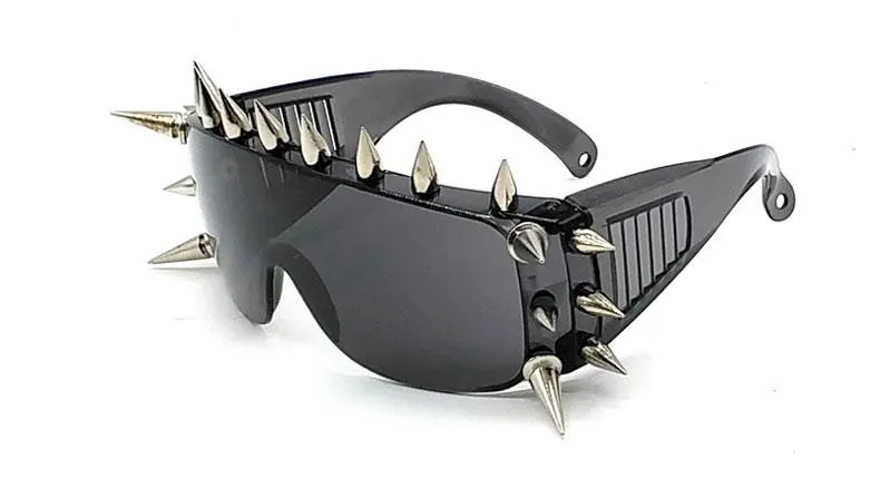 Unisex Deal With It One Piece Rivet Steampunk Gradient Sunglasses