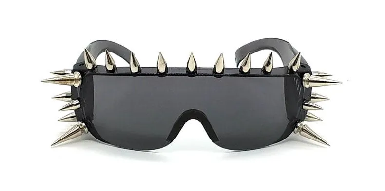 Unisex Deal With It One Piece Rivet Steampunk Gradient Sunglasses