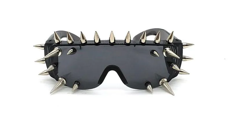 Unisex Deal With It One Piece Rivet Steampunk Gradient Sunglasses