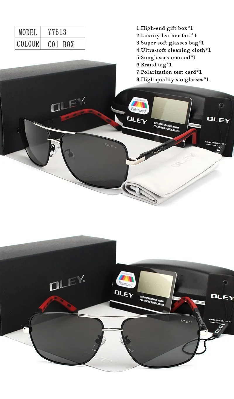 Unisex Fashion Eyes Protection Polarized Sunglasses with Accessories