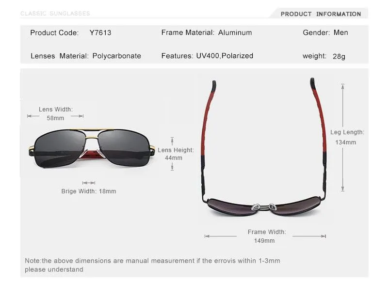 Unisex Fashion Eyes Protection Polarized Sunglasses with Accessories