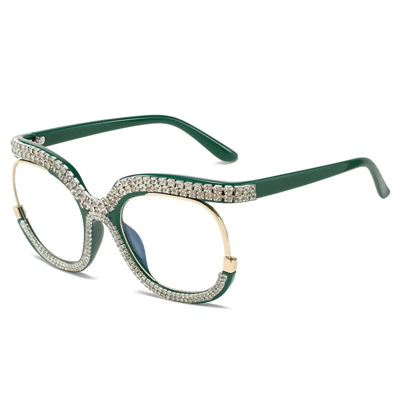Unisex Luxury Oversized Rhinestone Bling Transparent Sunglasses