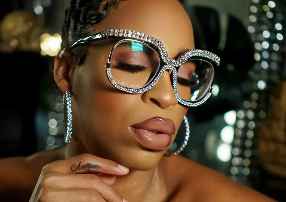 Unisex Luxury Oversized Rhinestone Bling Transparent Sunglasses