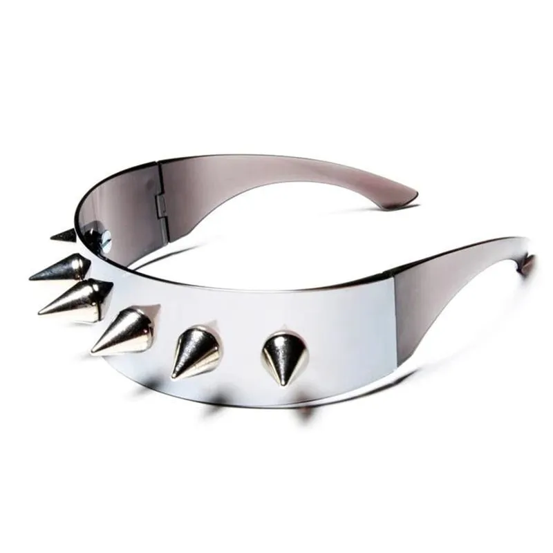 Unisex Silver Steampunk Nail Mirror Rimless Punk Hip Hop Sunglasses