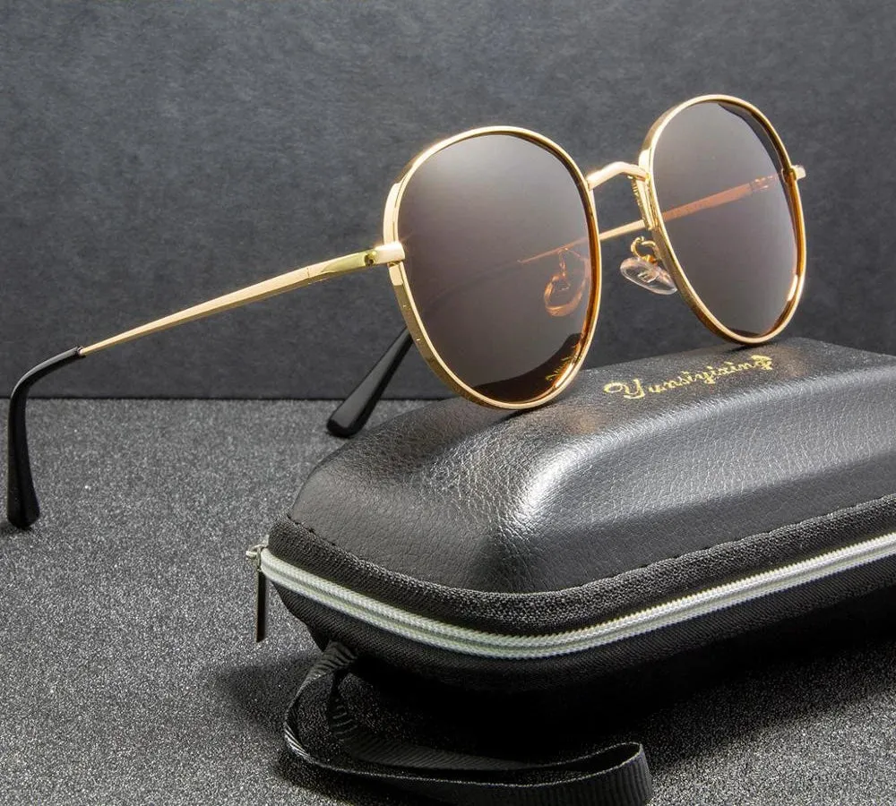 Unisex Vintage Polarized Anti Glare UV400 Round Eyewear Sunglasses