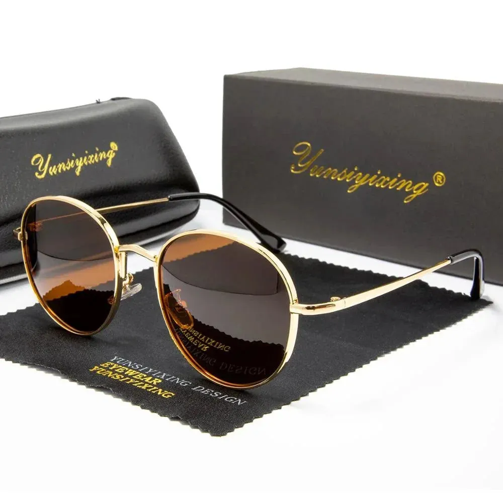 Unisex Vintage Polarized Anti Glare UV400 Round Eyewear Sunglasses