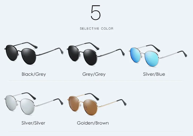 Unisex Vintage Polarized Anti Glare UV400 Round Eyewear Sunglasses
