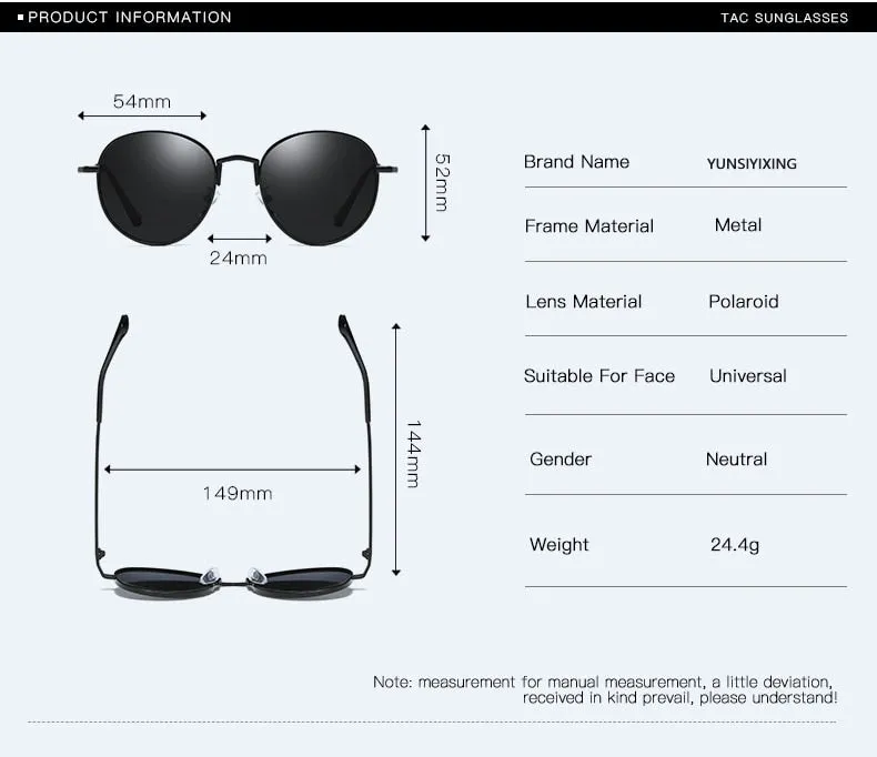 Unisex Vintage Polarized Anti Glare UV400 Round Eyewear Sunglasses