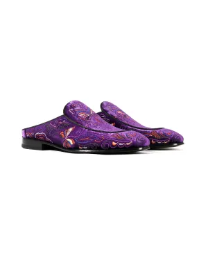 Velvet Mule Papillon Embroidery - Purple