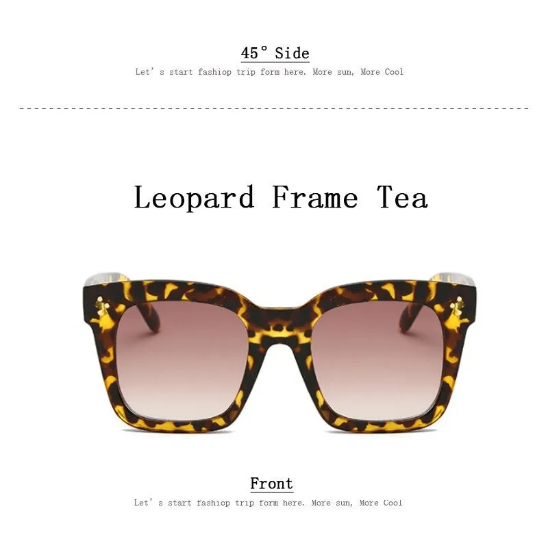 Vintage Fashion Big Square Frame Designer Gradient Sunglasses for Women